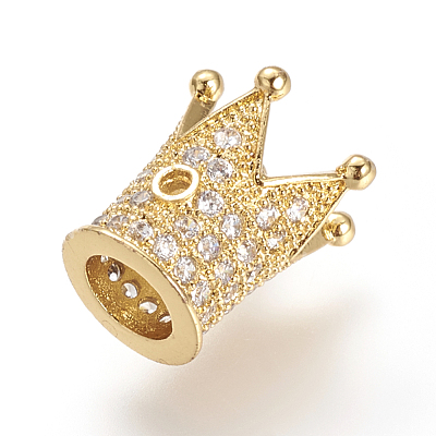 Brass Micro Pave Cubic Zirconia Beads ZIRC-S053-YS009-2-1