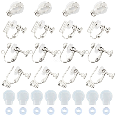 Brass Clip-on Earring Converters Findings KK-BBC0021-50S-1