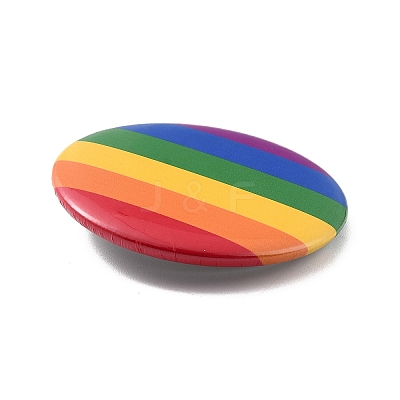 Flat Round Rainbow Strip Iron Brooch LS-JEWB-P009-A01-1
