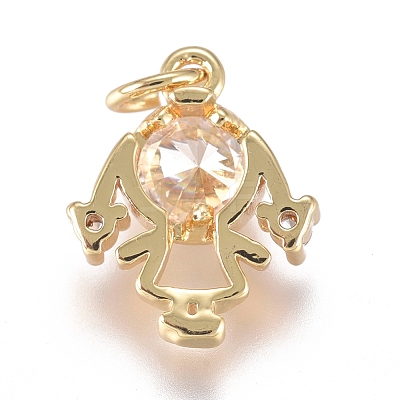 Brass Micro Pave Cubic Zirconia Pendants ZIRC-G168-51G-02-1