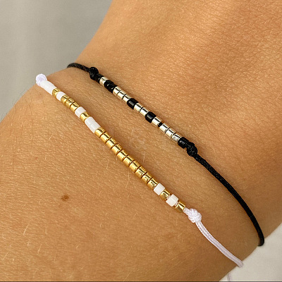 2Pcs Minimalist Glass Seed Bead Braided Bead Bracelets VR4504-1-1