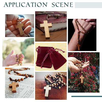 6Pcs Wood Cross Hanging Pendant Decorations HJEW-AR0001-13-1