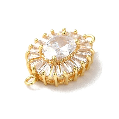 Brass Pave Clear Glass Rhinestone Connector Charms KK-B079-12G-1