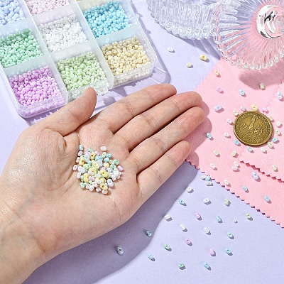 45g 9 colors Glass Seed Beads SEED-YW0002-54B-1