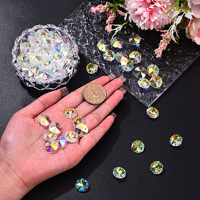 Electroplated Glass Connector Charms EGLA-YW0003-02-1