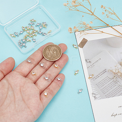 40Pcs 2 Colors Rack Plating Brass Pave Clear Cubic Zirconia Links FIND-HY0003-91-1