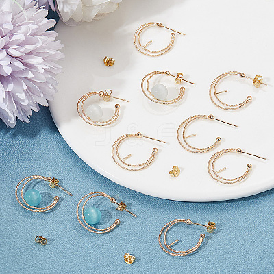 10Pcs Brass Ring Stud Earring Findings KK-BBC0007-72-1