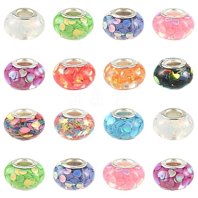 110Pcs 11 Colors Transparent Resin Rondelle European Beads RESI-YW0005-87-1