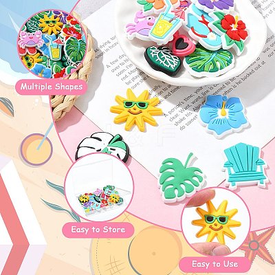 36Pcs 18 Styles Beach Theme PVC Cabochons FIND-CJ0011-23-1