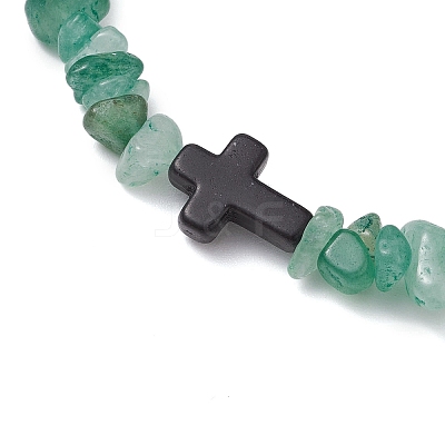 Natural Green Aventurine Chips Stretch Bracelets for Women Men BJEW-JB11341-04-1