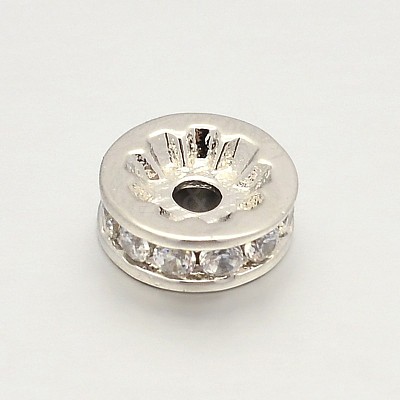 Brass Micro Pave Grade AAA Cubic Zirconia Bead Spacers KK-P130-034P-NR-1