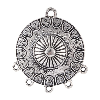 Flat Round Tibetan Style Alloy Chandelier Components PALLOY-I116-02AS-1