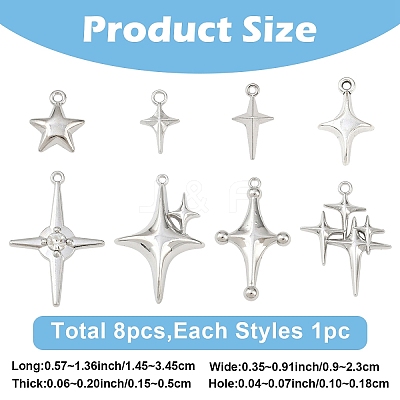 8Pcs 8 Styles Alloy Pendants FIND-YW0009-28-1