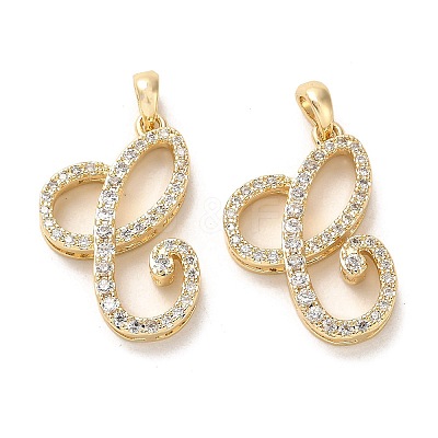 Brass Micro Pave Cubic Zirconia Pendants KK-K355-13G-1