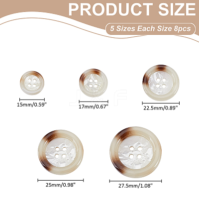 40Pcs 5 Styles Resin Buttons BUTT-WR0001-34-1