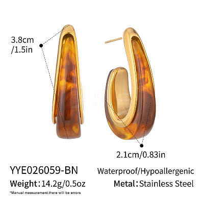 304 Stainless Steel Resin Stud Earrings for Women EG1813-3-1