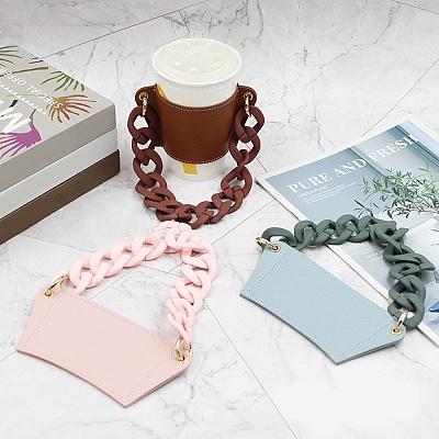 PU Leather Heat Resistant Reusable Cup Sleeve AJEW-WH0240-85A-1