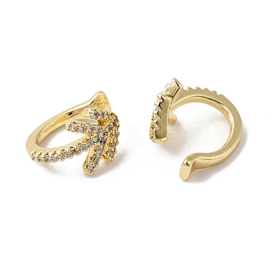 Clear Cubic Zirconia Arrow Cuff Earrings EJEW-R150-15G-1