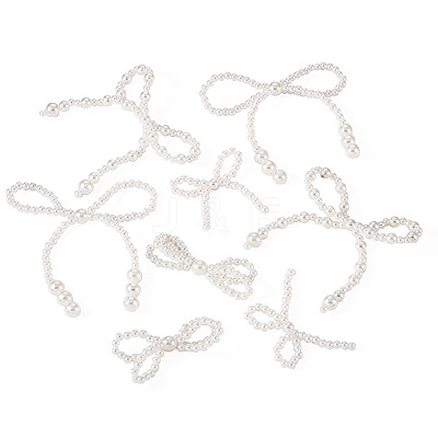 8Pcs 4 Styles Plastic Imitation Pearl Beaded Bowknot Ornament Accessories KY-TA0001-40-1