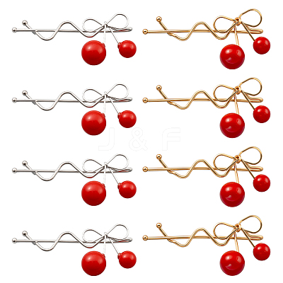8Pcs 2 Colors Alloy & Plastic Hair Bobby Pin PHAR-HY0001-05-1