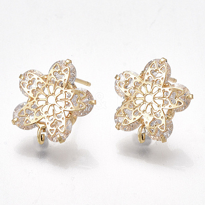 Brass Stud Earring Findings KK-T038-490G-1