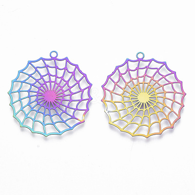 Ion Plating(IP) 201 Stainless Steel Filigree Pendants X-STAS-T057-20-1