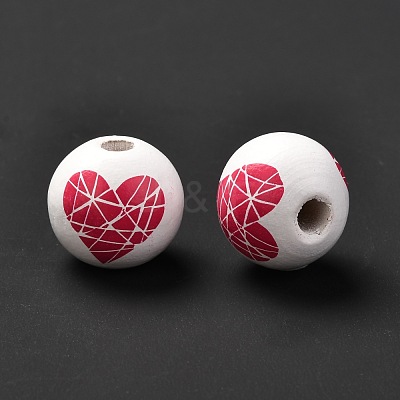 Printed Wood European Beads WOOD-F011-03A-1