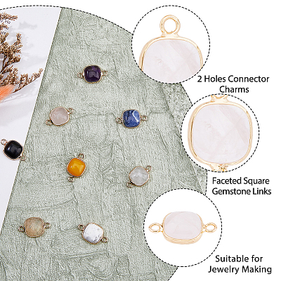 10Pcs 10 Styles Mixed Gemstone Connector Charms G-FH0002-16-1