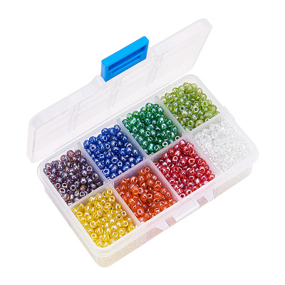 1 Box 6/0 Glass Seed Beads Transparent Colours Lustered Loose Spacer Beads SEED-X0050-4mm-13-1
