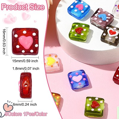 9Pcs 9 Colors Handmade Lampwork Beads LAMP-CJ0002-05-1