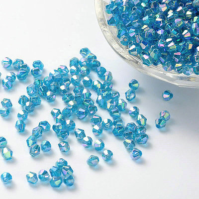 Bicone AB Color Plated Eco-Friendly Transparent Acrylic Beads TACR-A003-4mm-26-1