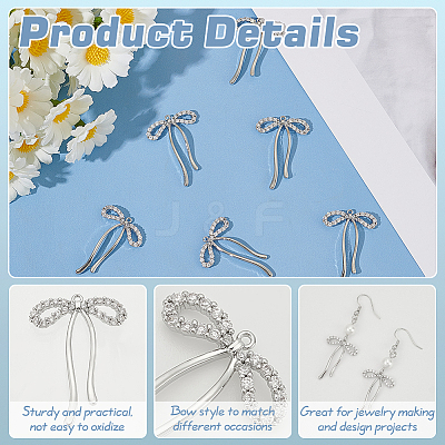 6Pcs Brass with Rhinestone Pendants KK-BC0014-26P-1