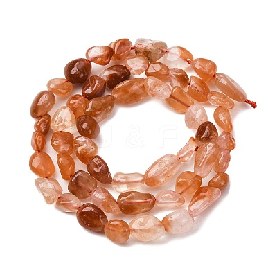 Natural Red Rabbit Fur Rutilated Quartz Beads Strands G-K395-A03-01-1