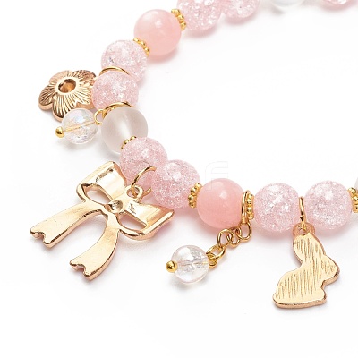 Synthetic Crackle Quartz & Natural Yellow Jade Beaded Stretch Bracelet BJEW-JB08527-01-1