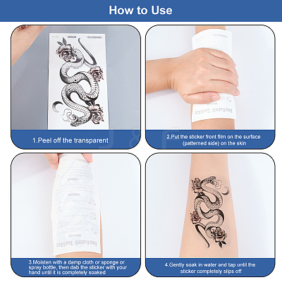 Snake Water Proof Removable Temporary Tattoos Stickers AJEW-WH20048-49-1