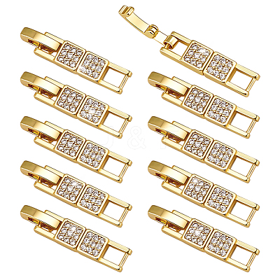 10Pcs Brass Micro Pave Clear Cubic Zirconia Watch Band Clasps KK-PH0014-30G-1