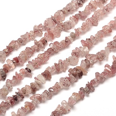 Natural Strawberry Quartz Chip Bead Strands G-M205-59-1