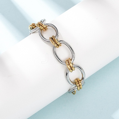 Two Tone 304 Stainless Steel Link Chain Bracelets for Women SA-CBA7B26-05GP-02-1