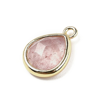 Natural Strawberry Quartz Faceted Pendants G-U019-05G-06-1