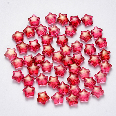 Spray Painted Glass Beads GLAA-R211-04-D04-1