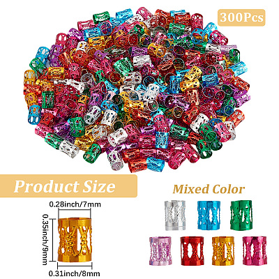300Pcs Aluminum Dreadlocks Beads Hair Decoration ALUM-PA0001-03-1