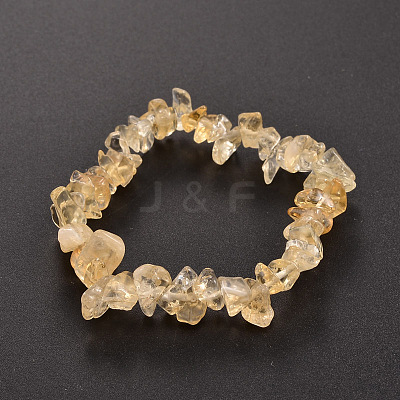Chips Natural Citrine(Dyed & Heated) Beaded Stretch Bracelets BJEW-JB01826-08-1