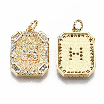 Brass Micro Pave Clear Cubic Zirconia Pendants KK-S356-234H-G-NF-1