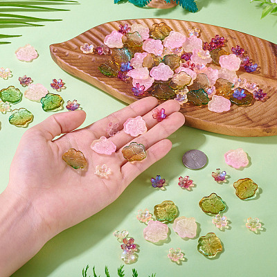 100Pcs 4 Styles Baking Paint Transparent Glass Bead Caps DGLA-TA0001-48-1