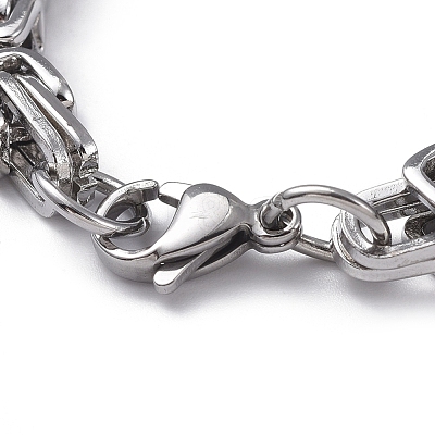 Tarnish Resistant Unisex 201 Stainless Steel Byzantine Chain Bracelets BJEW-L637-34B-P-1
