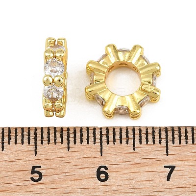 Brass Pave Clear Cubic Zirconia European Beads CU-CBA6A75-21G-1