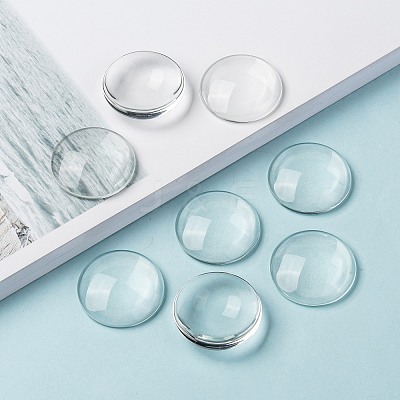 Transparent Glass Cabochons X-GGLA-R026-30mm-1