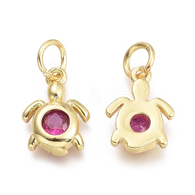 Brass Micro Pave Cubic Zirconia Pendants KK-P187-12F-G-1