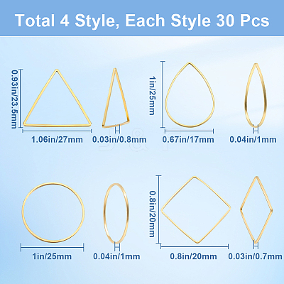 120Pcs 4 Styles Brass Linking KK-SP0002-15B-1