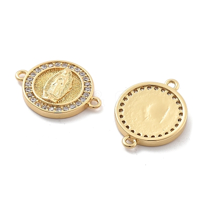 Rack Plating Brass Micro Pave Clear Cubic Zirconia Religion Virgin Mary Connector Charms KK-H449-61G-01-NR-1